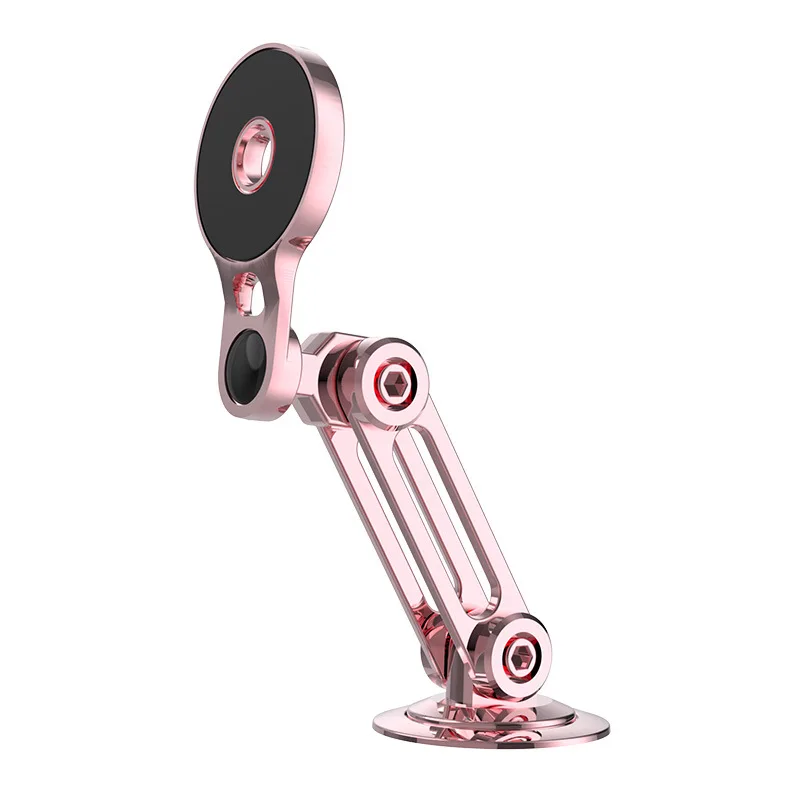 New alloy magnetic suction car holder with 3-axis adjustable folding phone holder, 360 degree rotating dashboard navigation