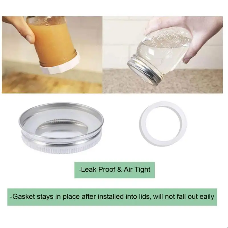10pcs Reusable Food Grade Silicone Rubber Seals Rings Food Storage Leakproof Gaskets Sealing Rings for Mason Jar Lids 70mm 86mm