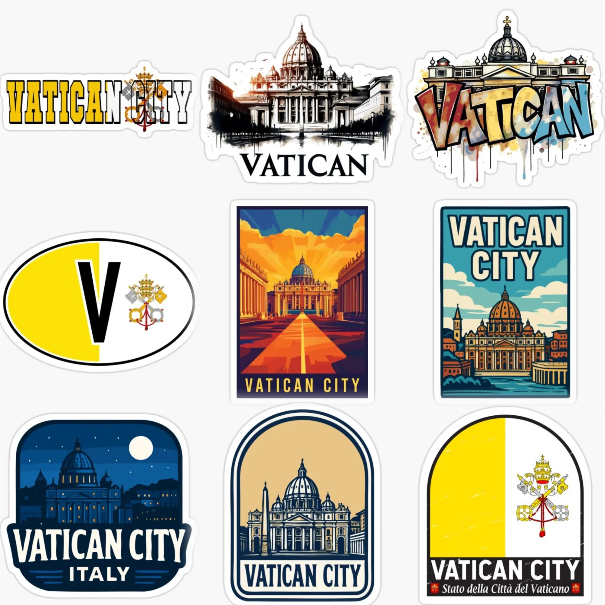 

Эмблема с флагом Ватикана, креативная наклейка, фургон, мотоцикл, внедорожный шлем, автомобильная наклейка, аксессуары, настраиваемый размер