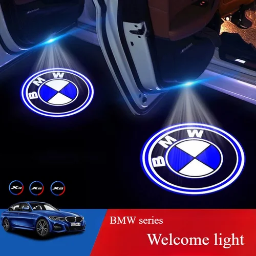 Imagen 2 del producto Lámpara con emblema de bienvenida para coche, luz LED para puerta con logotipo de coche, luz de sombra, proyector de luz fantasma, para BMW X1 X2 X3 X4 X5 X6