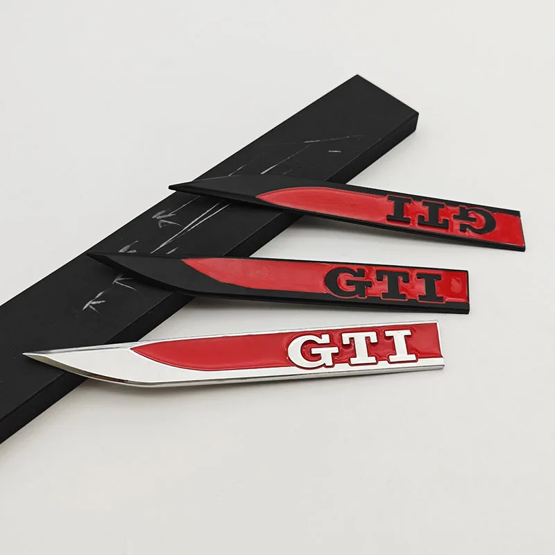 2 قطعة سيارة معدنية ملصق شعار GTI الجانب الحاجز الوفير قطاع شارة شعار ل Volkswagen VW GTI Golf 4 5 6 7 MK3 MK4 MK5 MK6 MK7 MK8