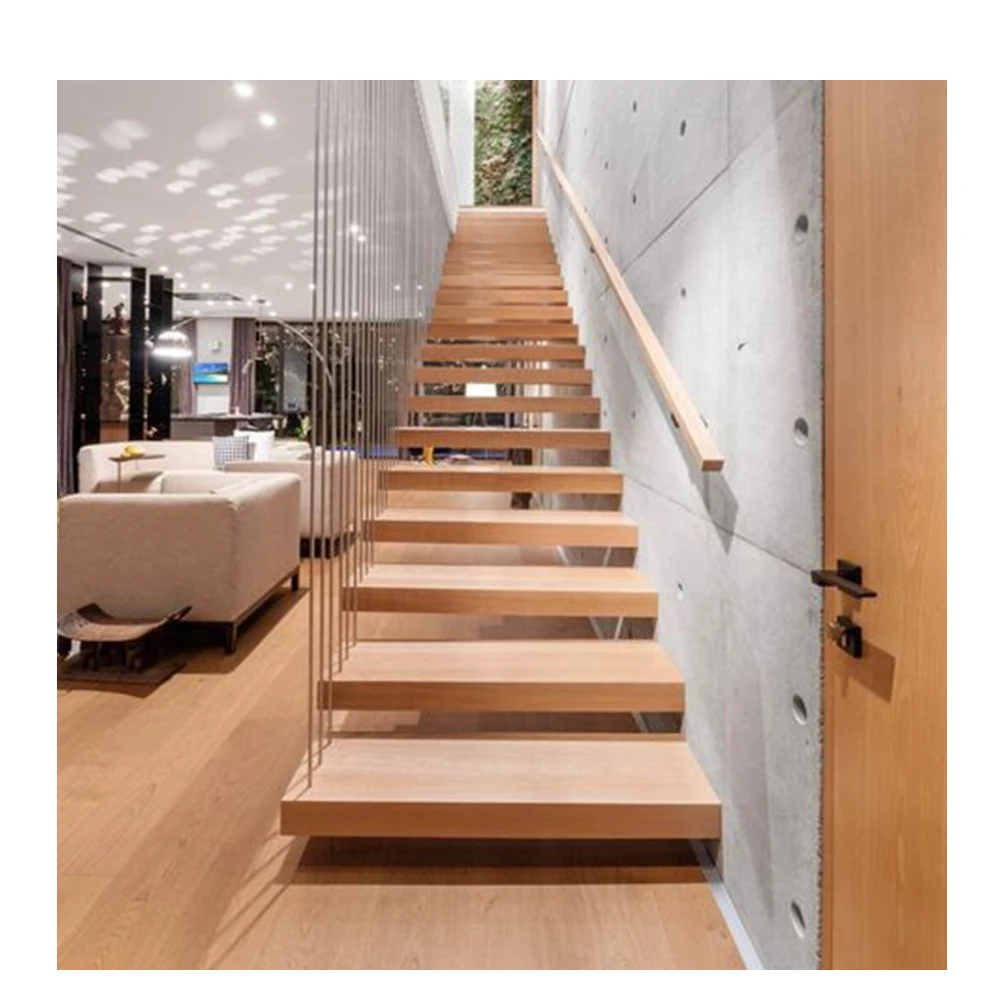 التخصيص التصميم الحديث الدرج العائم الخشب الصلب المنزلية الدرج الفردي للشقة استخدام أحدث الإصدار #3