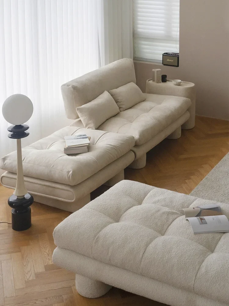 Sofa Quiet Style Mid-Ancient Fabric Sofa Technology Anti-Scratching down Double Small Apartment