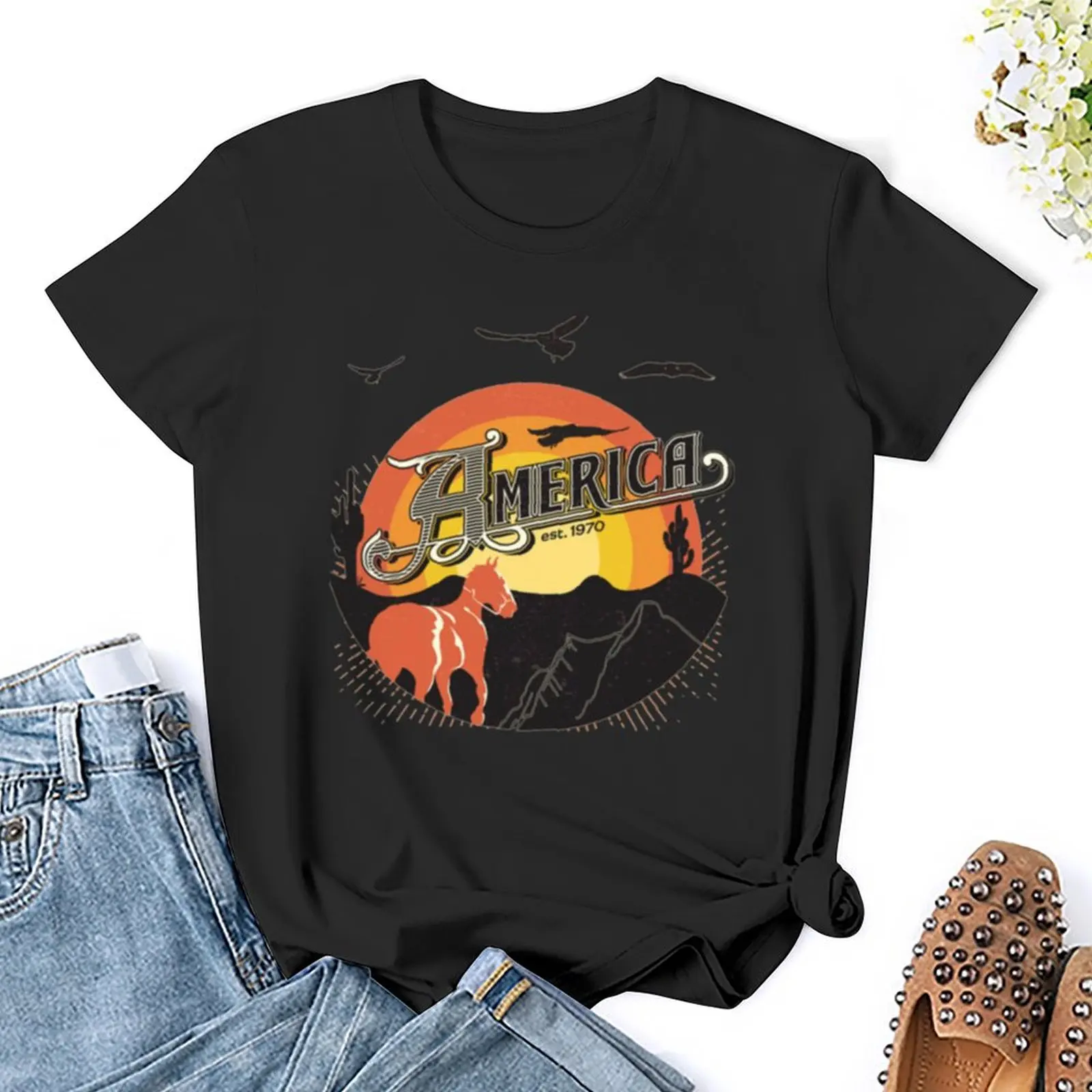 T-shirt America Band pour femme, vêtements Hiphelicopter, vêtements pour femmes