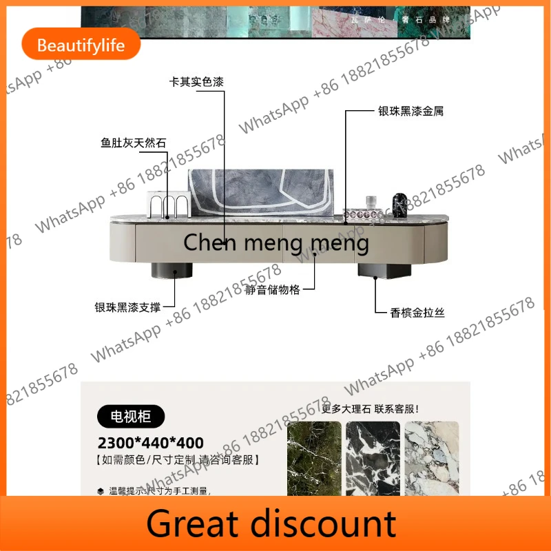 

D53 Italian light luxury natural marble TV cabinet modern simple storage solid wood floor cabinet