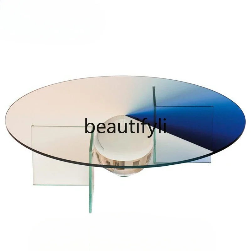 

Nordic modern creative acrylic gradual change coffee table transparent crystal ball round home living room coffee table