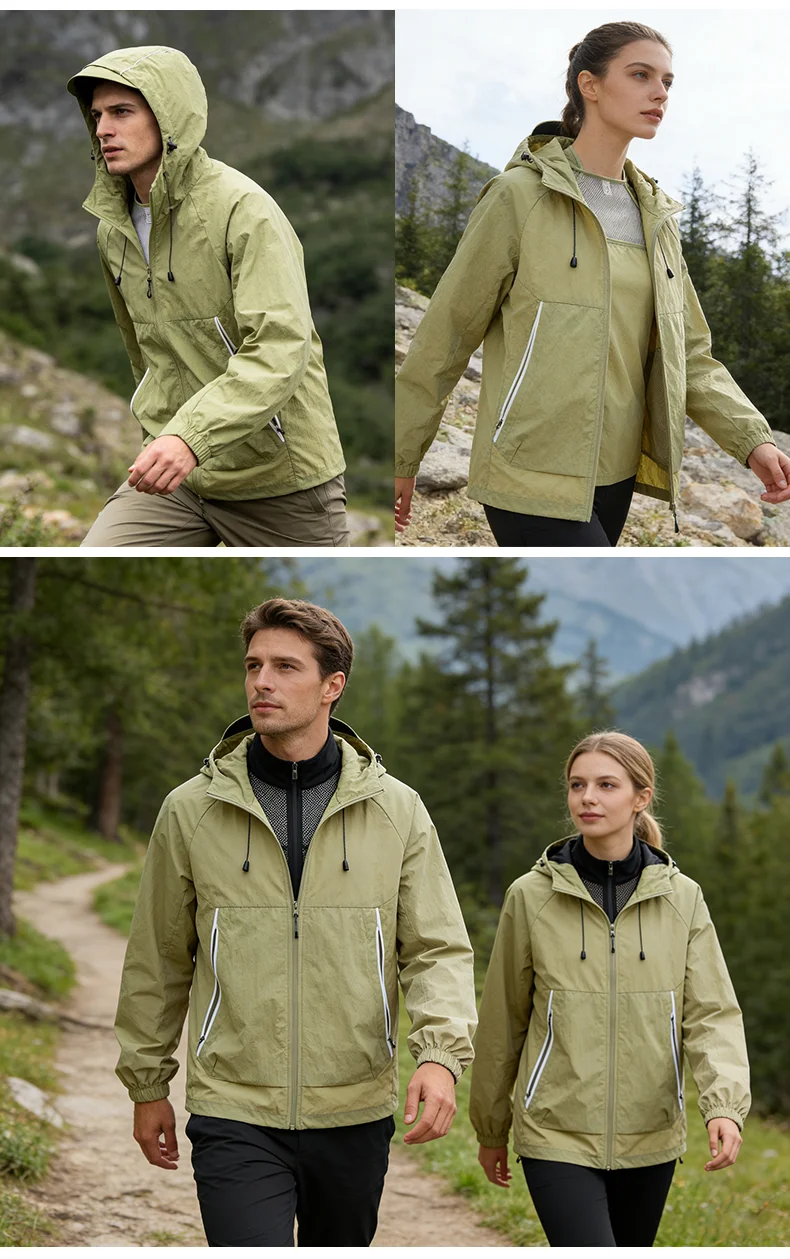 LNGXO Unisex Sun Protection Jackets Summer Waterproof Quick Dry Reflective Coat Camping Hiking Climbing Lightweight Windbreaker