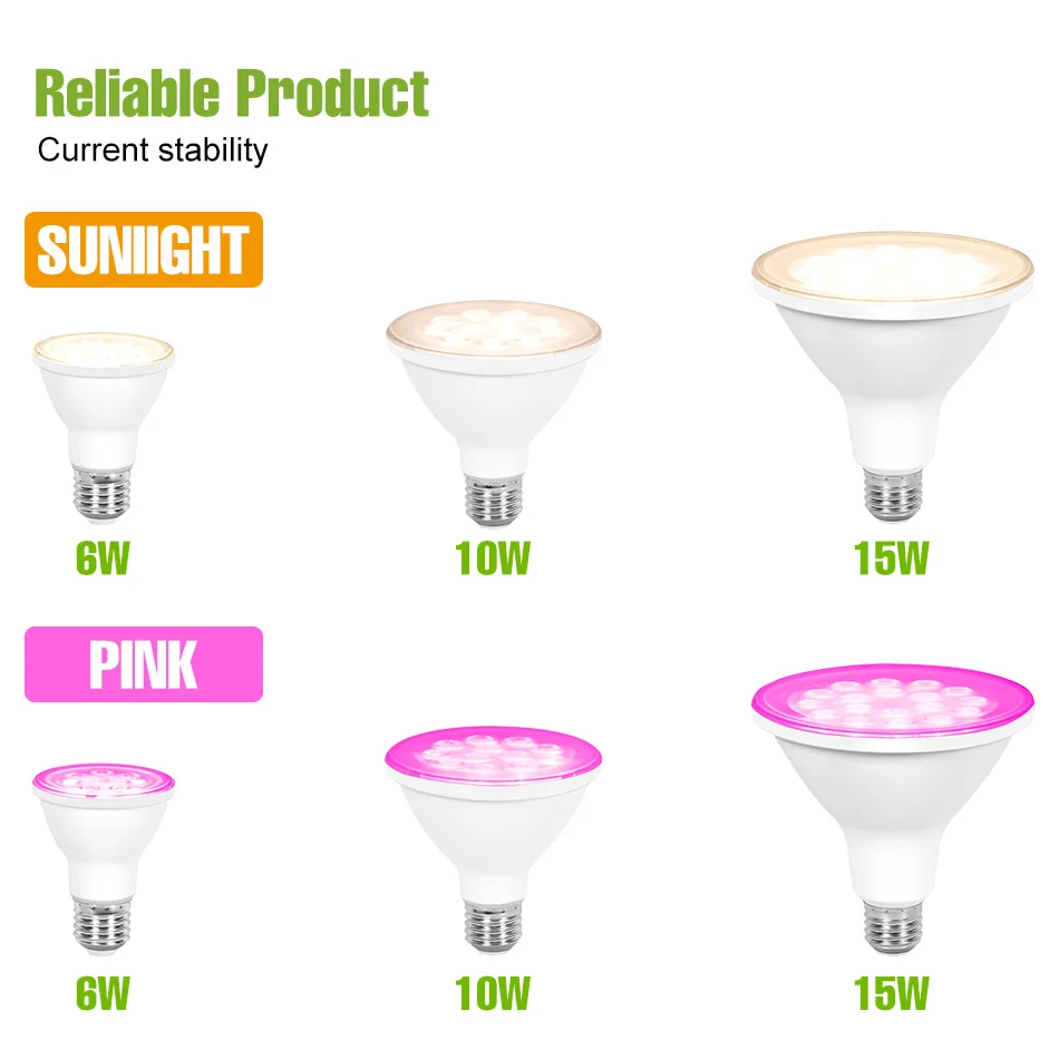 15W 10W 6W LED Grow Light Bulb E27/E26 Full Spectrum Indoor Potted Flower Plant Grow Box Cultivation Hydroponics Lamp AC100-277V
