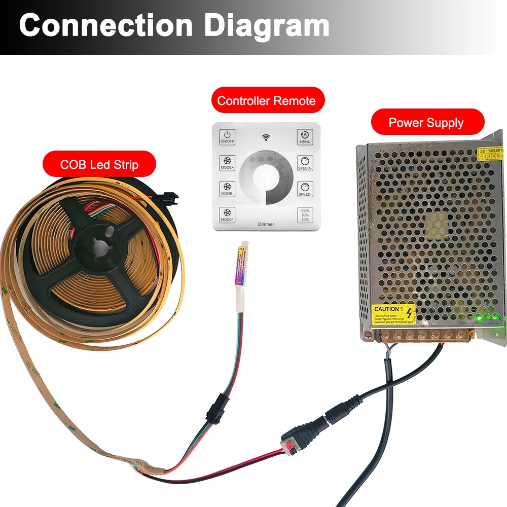 WS2811 COB LED Strip Running Water Light 360LEDs/m High Density Flexible DC24V Backflow Horse Race Lamp Wireless Controller