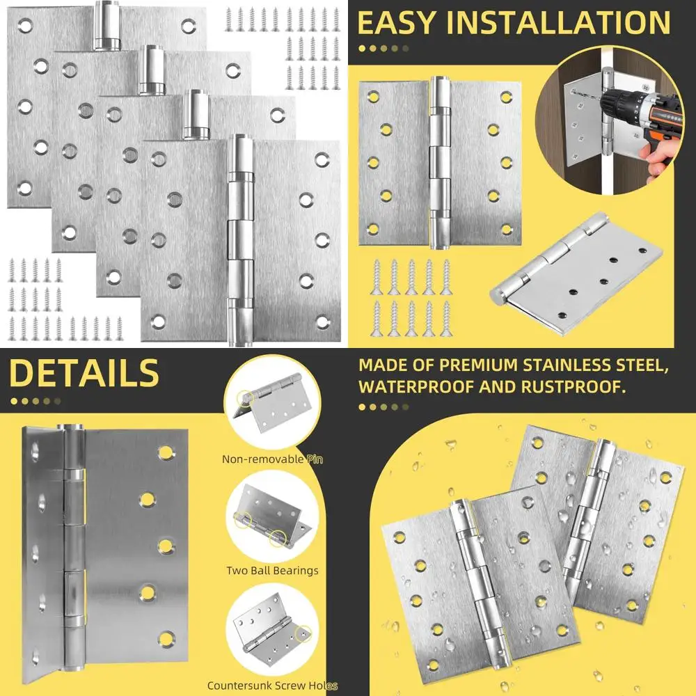

Heavy Duty Stainless Steel 5 Inch Door Hinges with Ball Bearing for Commercial and Residential Use, Suitable for Exterior and In