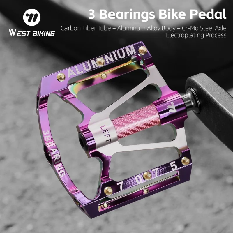 

Велосипедная педаль WEST BIKING, 3 подшипника, гальванические педали из алюминиевого сплава, MTB, дорожные расширенные противоскользящие велосипедные педали, аксессуары для велосипеда