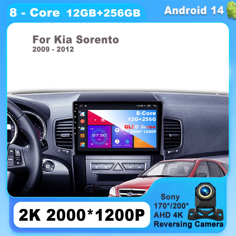 

Android 14 For Kia Sorento 2009 - 2012 Carplay Auto radio Stereo Head unit Multimedia Player 8 CORE IPS LED Navigation 5G GPS