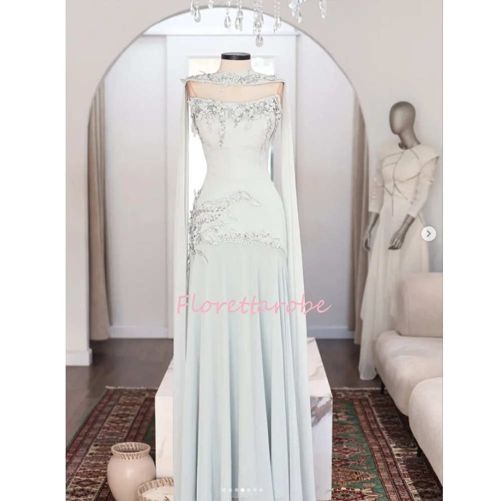 Customized Intricate Chiffon Sequined Pattern A-line Strapless Long Evening Dresses Luxury Chinese Style Matching Prom Gowns