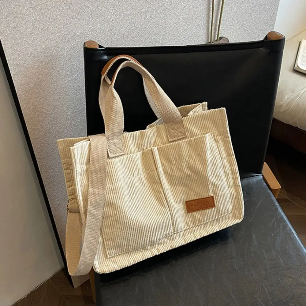 مزاجه سعة كبيرة سروال قصير حمل حقيبة بسيطة الكورية نمط قماش حقيبة كتف المحمولة موضة القماش حقيبة يد السفر #3