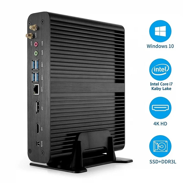Small Tower Computer All In One PC I7 Gaming Desktop Barebone Server Core 6600U Micro Pc Fanless Mini PC X86 Low Power 12V