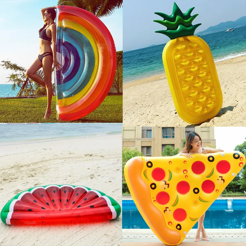 Water inflatable semicircle watermelon pineapple rainbow pizza cactus floating row floating bed swimming ring floating air cushi