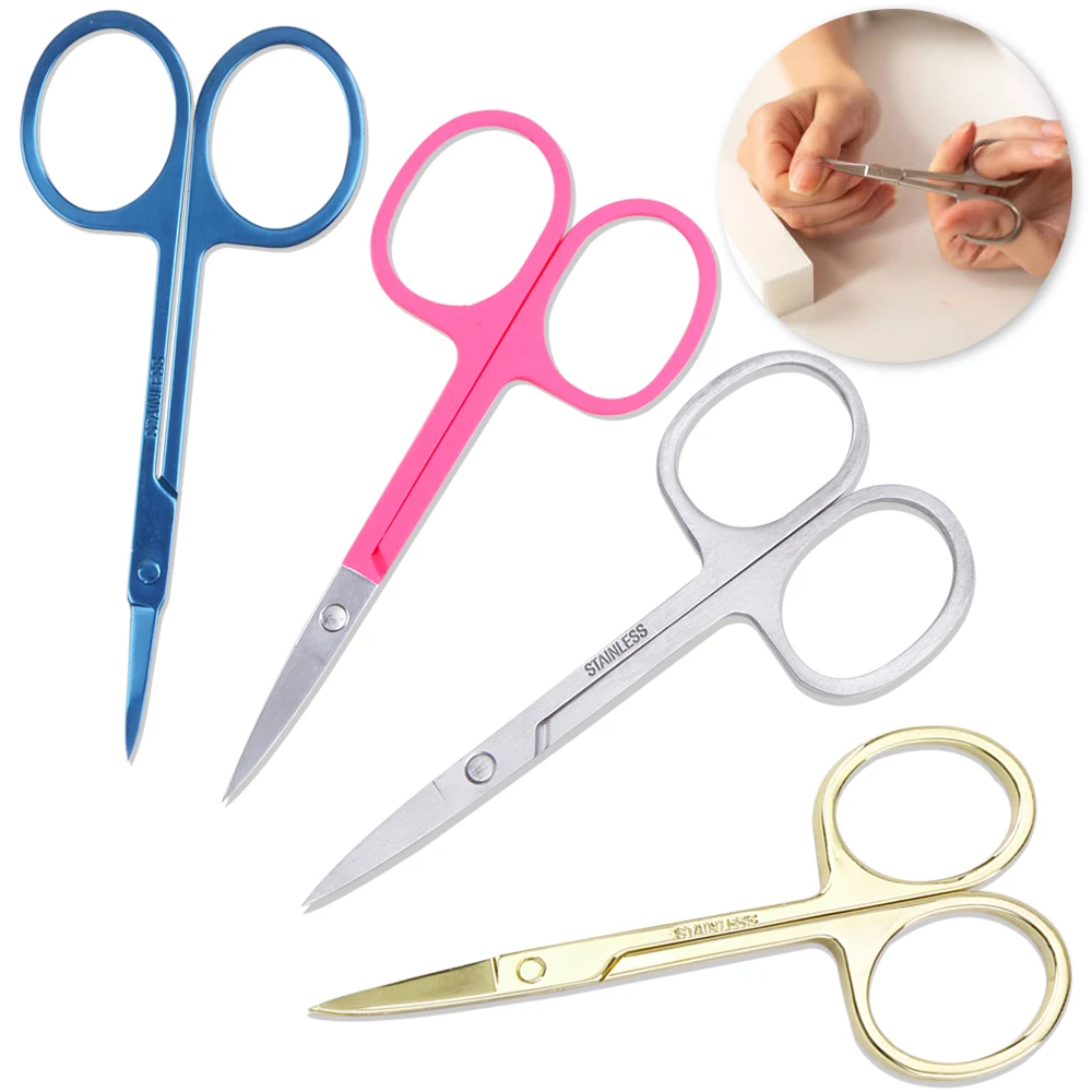 Manicure Scissors Nail Cuticle Scissors Professional Makeup Dead Skin Remover Curved Tip Cuticle Cutters Nose Eyebrow Scissors