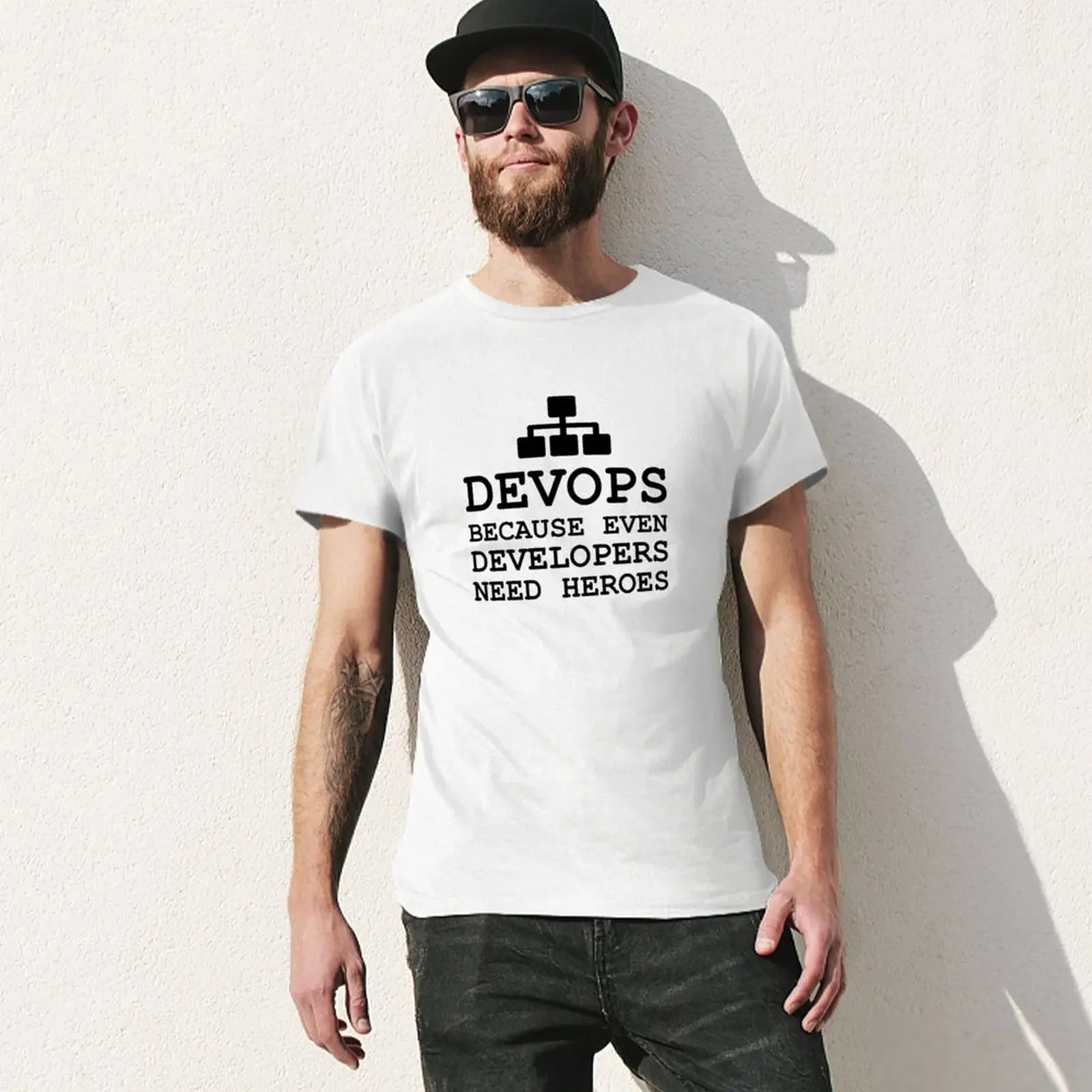 DEVOPS because developers need heroes T-Shirt anime clothes tops customs design your own oversized t shirt men