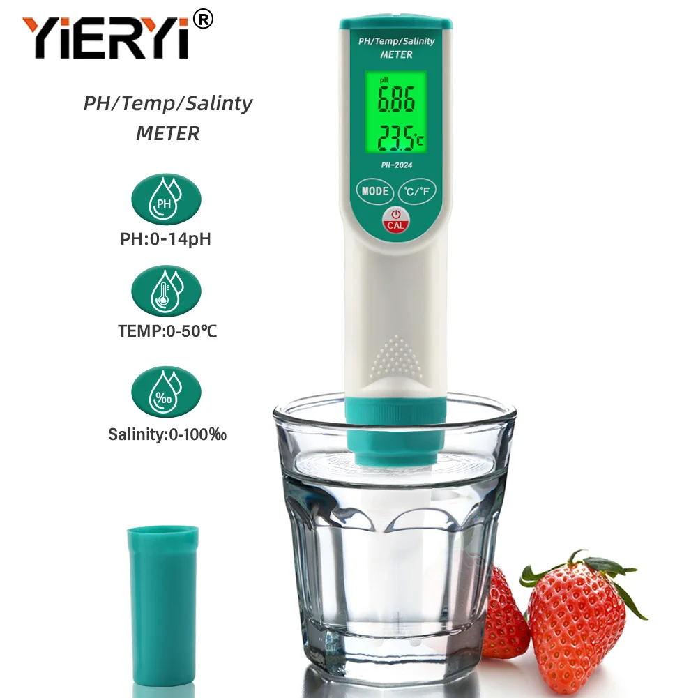 

Yieryi Precision Salinity Meter Seawater Aquariums PH Salt Tester Atc for Hydroponic Saltwater Pools Aquaculture Swimming Food