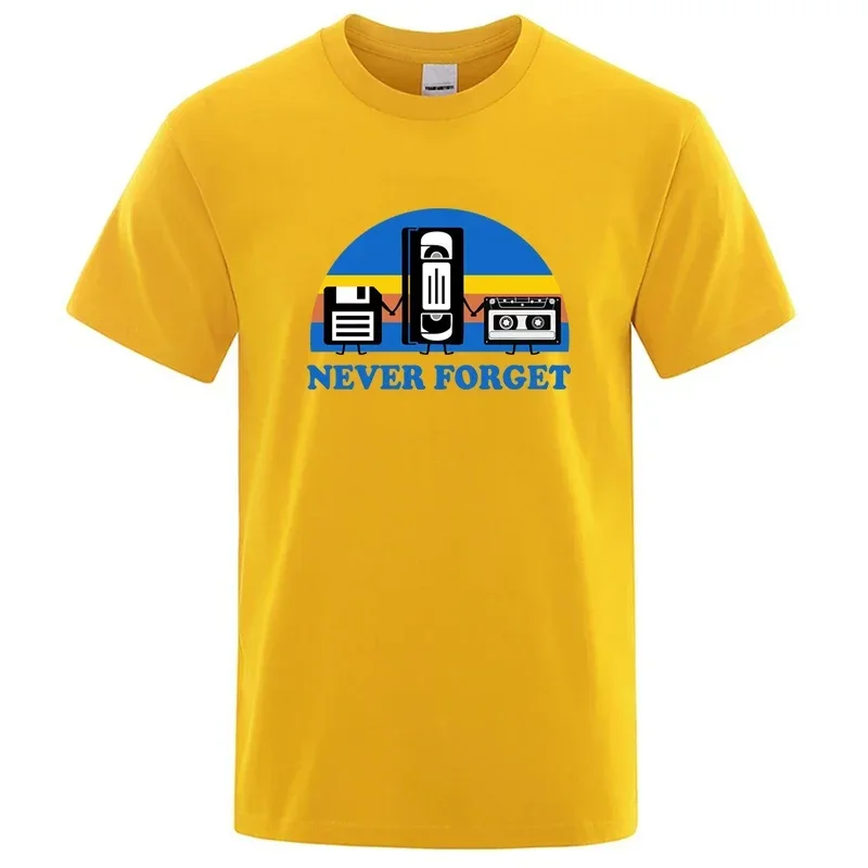 Summer Men's T-shirt Never Forget Sarcastic Graphic Music Funny Printed Cotton Blend T-Shirt Loose Male Top Casual Short Sleeve