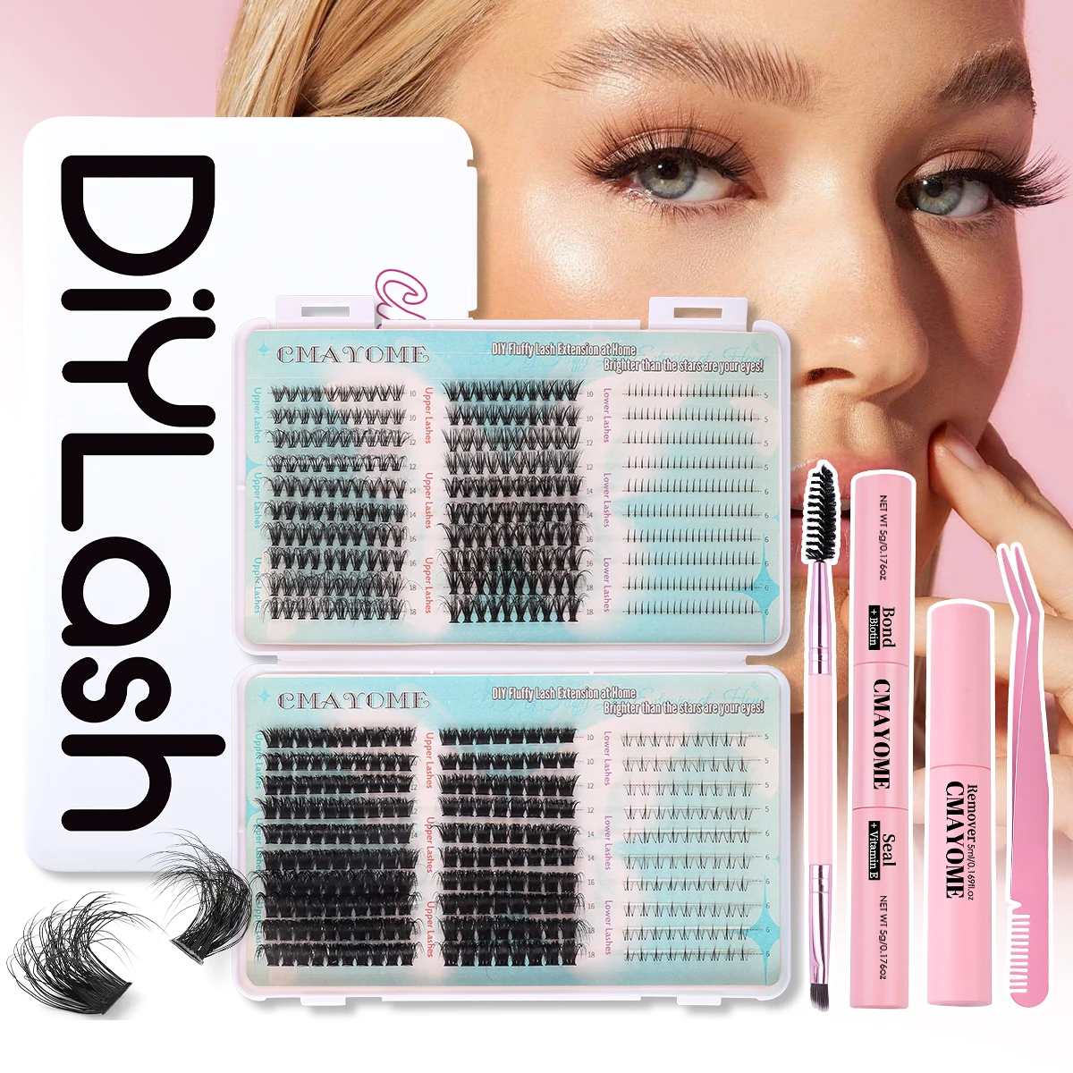 Lash Clusters 100D-CD-5-18MIX 616 Clusters False Eyelash 60D 80D 100D Individual Lashes Cluster DIY Eyelash extension glue Set