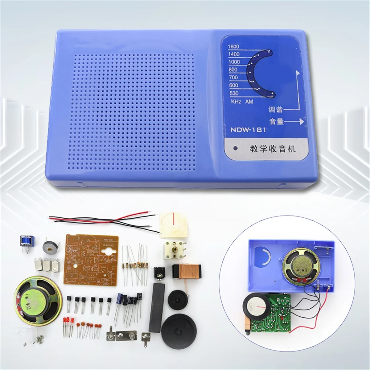 A002 Radio Receiver 6 Transistor Schematic+Enclosure Speaker DIY Kit