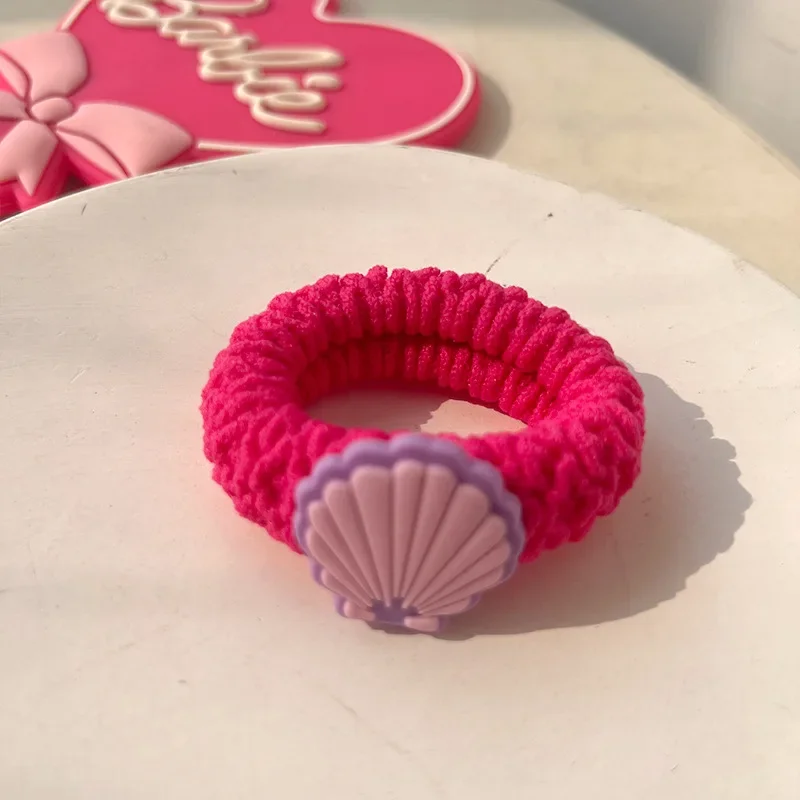 Barbie-toalla rosa para niña, banda para el pelo con letras simples Ins Y2k, muñeca Kawaii, accesorios para el cabello de alta elasticidad, juguete