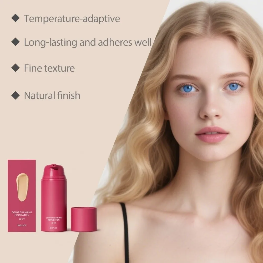 Lightweight Coverage Color Changing Foundation Long-Lasting Delicate Texture Skin Tone Adapting Foundation Sheer Texture