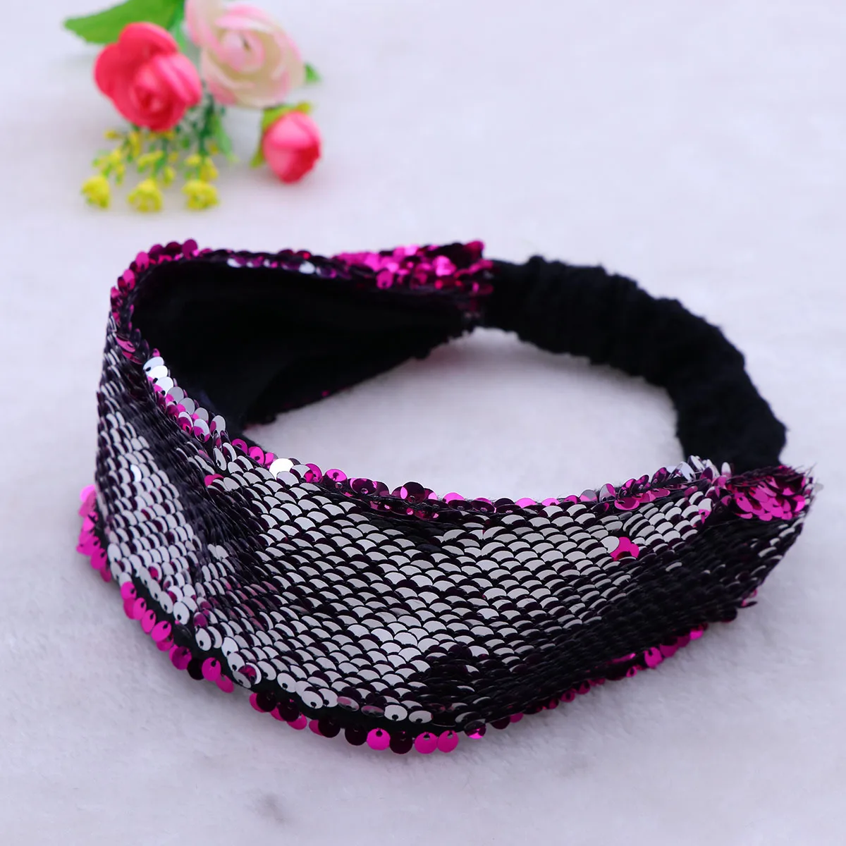 

Mermaid Sequin Headband Reversible Two Color Padded Hair Band For Girls Party Prom Hairband