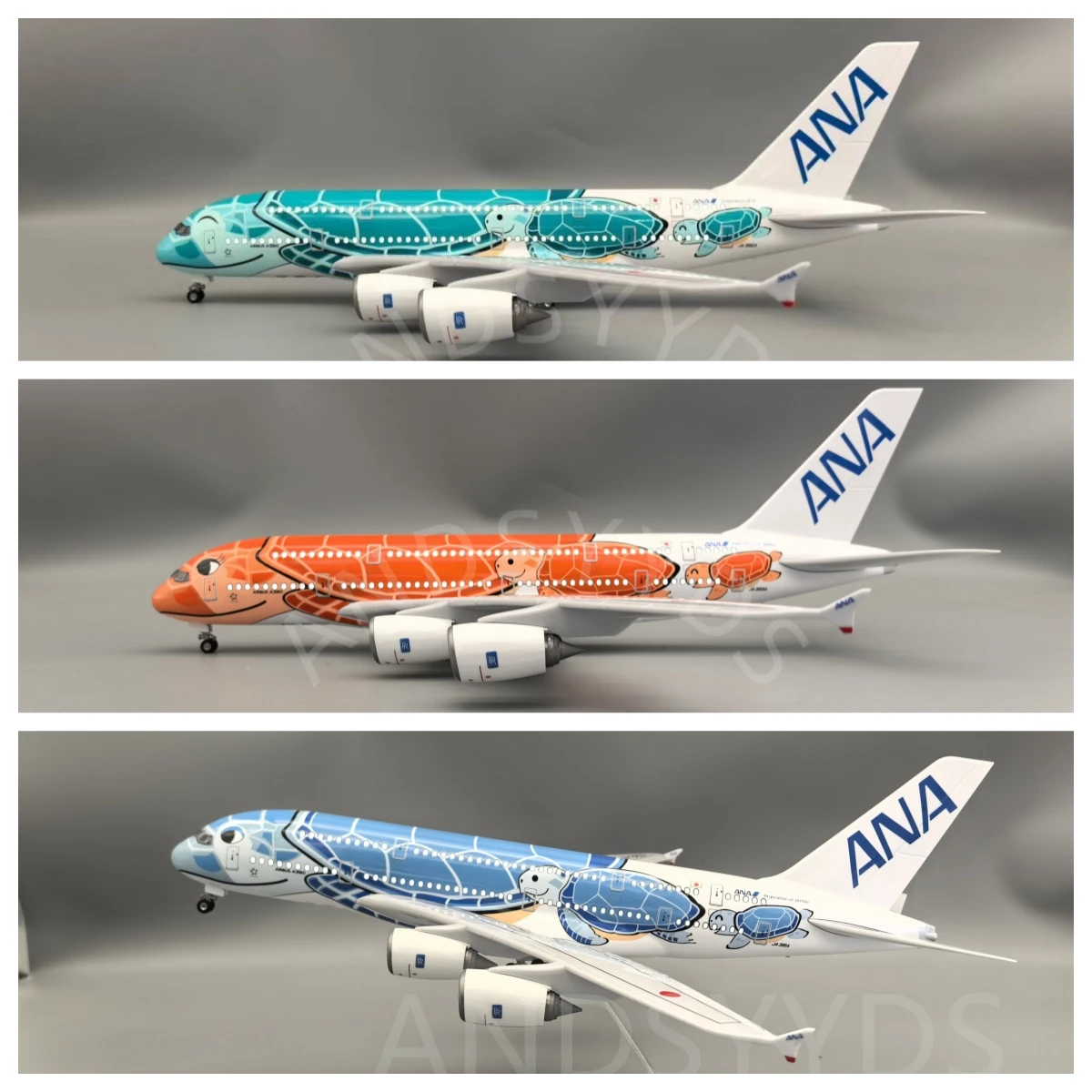 

46cm A380 Plane Model 1/160 Scale Aircraft Ana Sea Turtle Painting Airbus 380 Airplane Model Collectible Gift Children'S Toys