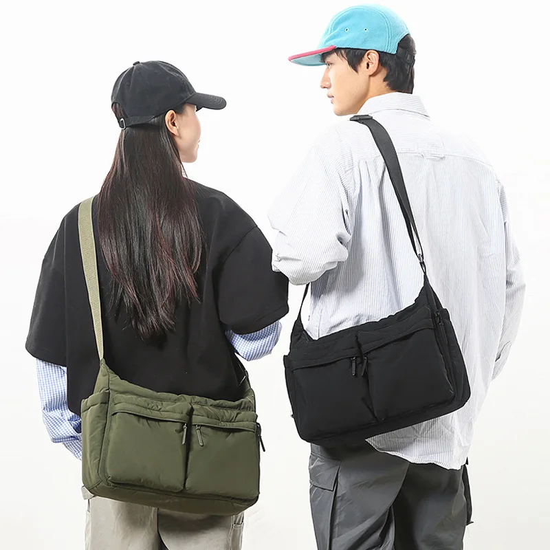 

2026 Fashion Large Capacity Nylon Crossbody Bag Harajuku Sports Men Shoulder Bag Zipper Pouch Korean Style Computer Bag Travel