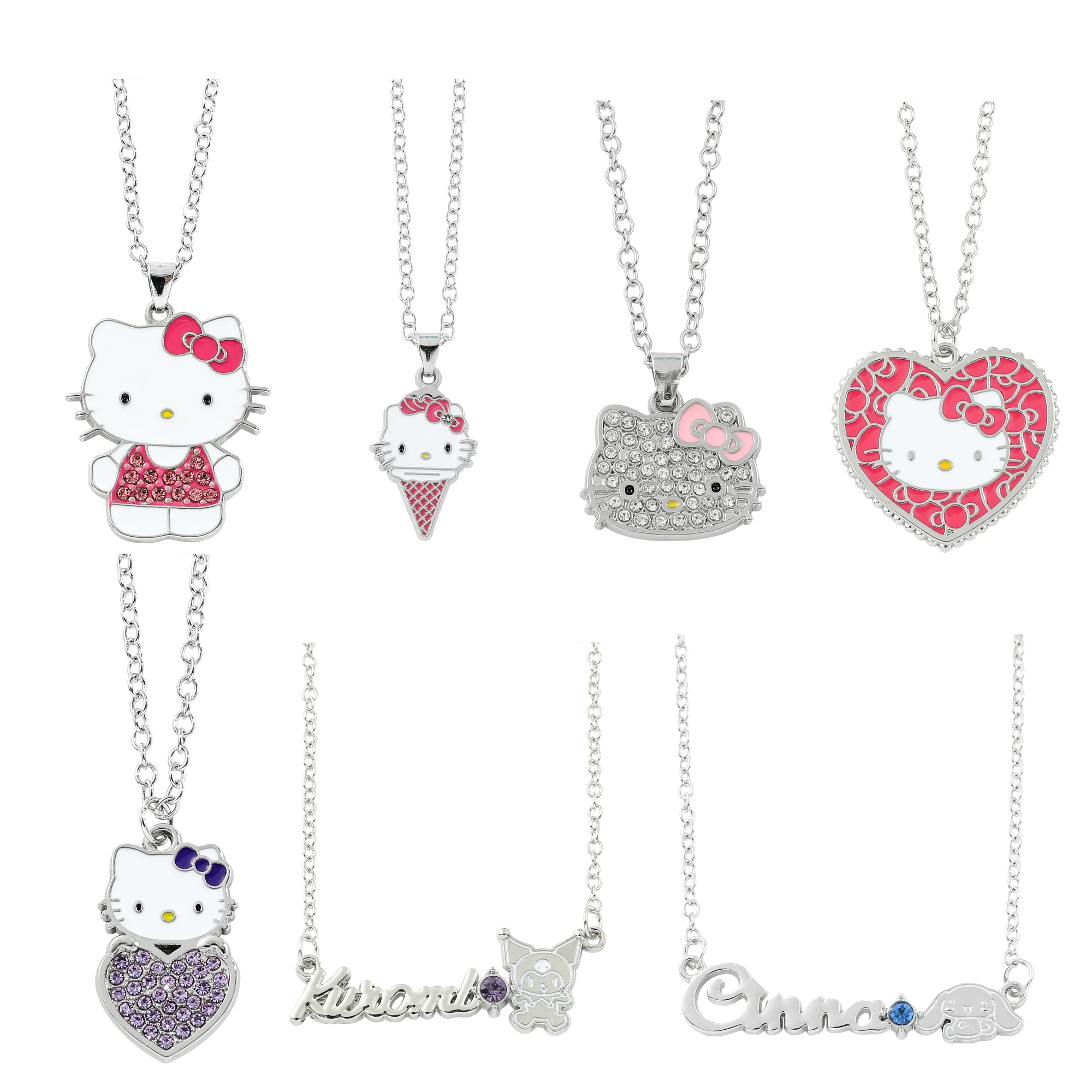 

Fashion Charm Sanrio HelloKitty Series Necklace Metal Enamel Rhinestone Pendant Necklace Elegant Sweet for Daily Wearing