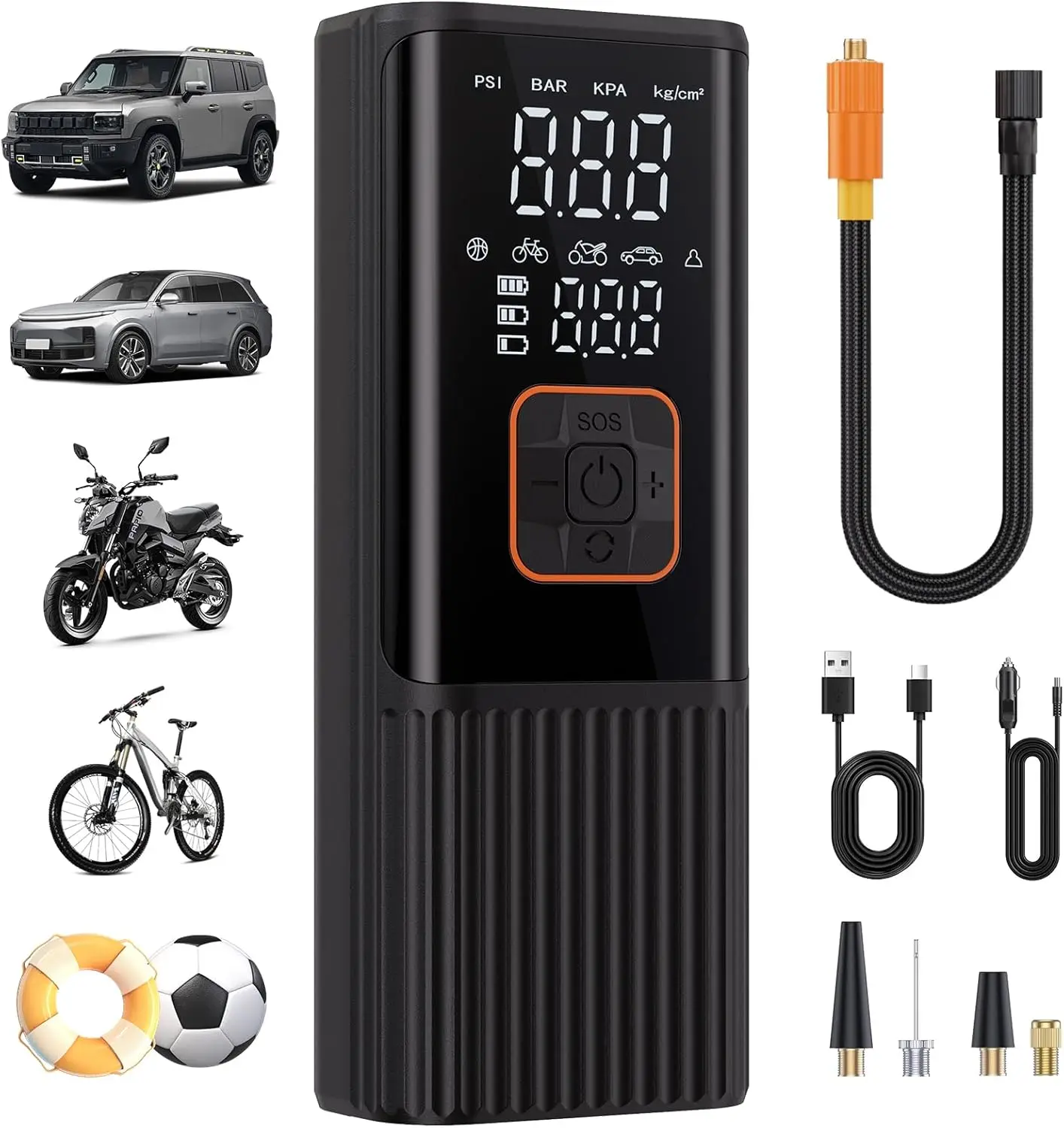 

Portable Tire Inflator 6X Faster 180 PSI Air Compressor with Gauge - Black