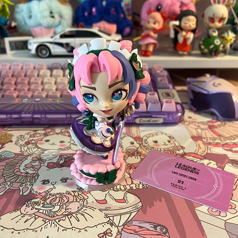 Genuine League Of Legends The Battle Of Two Cities Jinx Coffee Sweetheart Gwen Figure Game Ornaments Q Version Figure Gifts