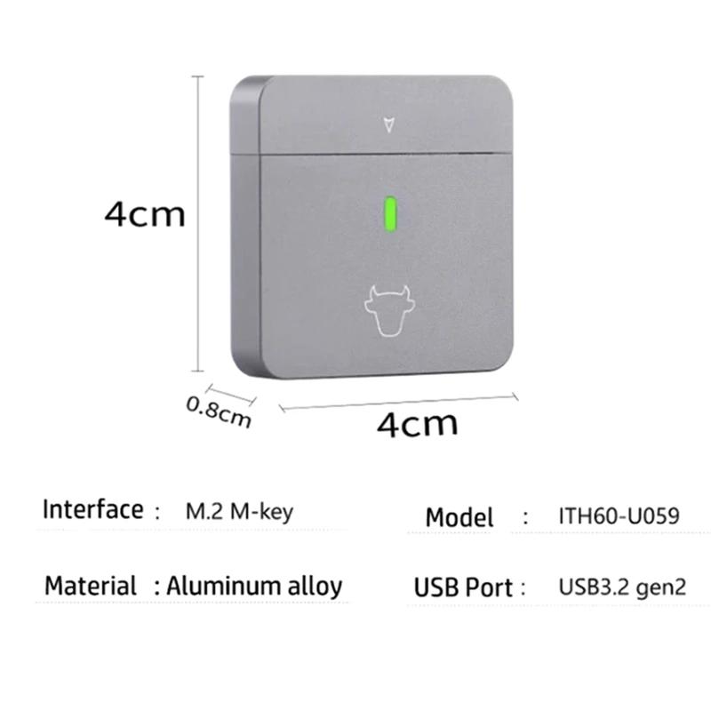 M.2 Nvme 2230 SSD Enclosure USB C Adapter 10Gbps USB3.2 Gen2 External Case Box For M2 2230 Nvme SN740/SN530 520/PM991A A Durable