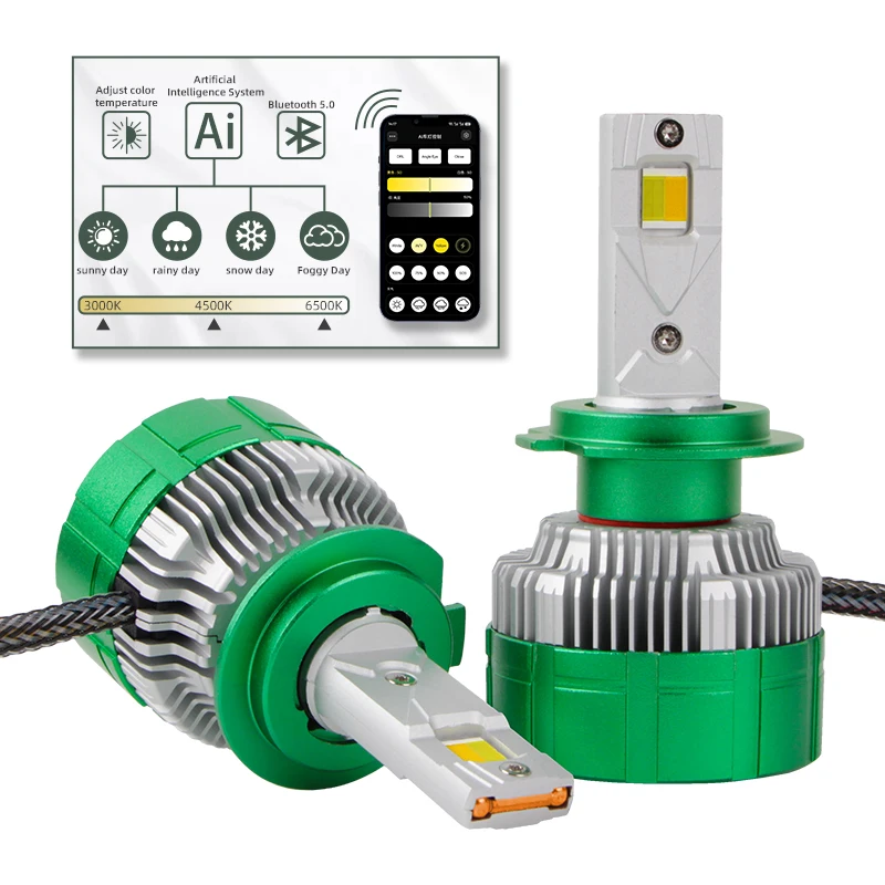 

APP control K14 led 3colors 3000K 4300K 6000K Canbus H7 led Headlight H1 H3 H4 High low light H11 9005 HB4 9012 Led Headlamp