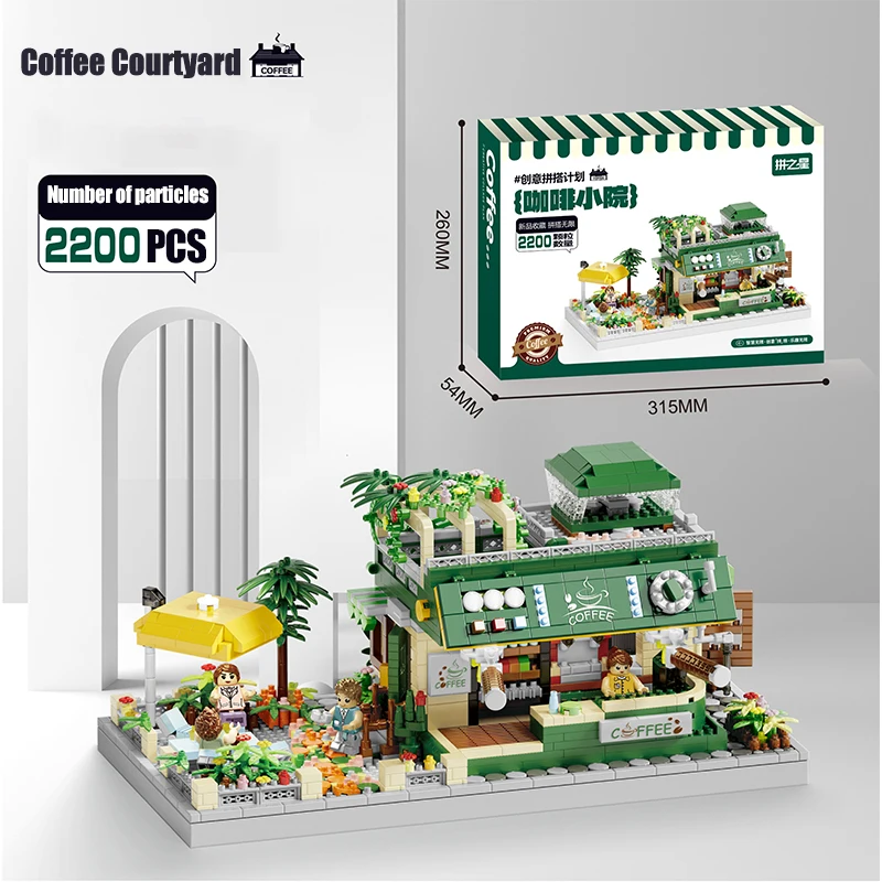 Mini City Street View Villa Party Coffee Shop Building Blocks Moc TV House Assembling Model Bricks Friends Children Toys Gift