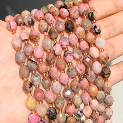 8x7mm AAA Faceted Oval Lace Rhodonite Beads Natural Stone Pink Rice Shape Spacer Beads For Jewelry Making DIY Bracelet Accessory