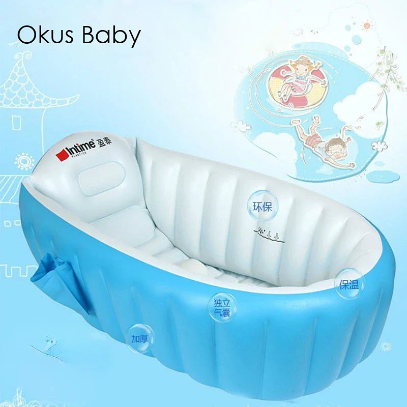 New Style Portable bathtub inflatable Children bath tub bottom Cushion winner keep warm folding Baby Bathroom Use