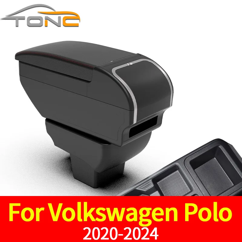 

For Volkswagen POLO Armrest box For VW Polo Car Armrest Dedicated Retrofit 2020-2024 Storage Box Retrofit parts Car Accessories