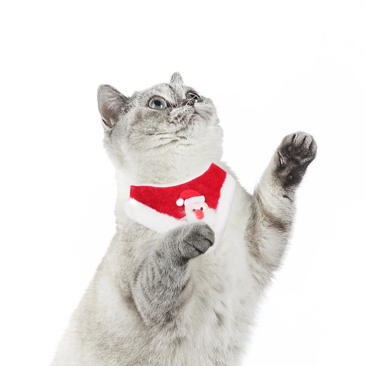 

L Size Red Christmas Pet Collar Bib Scarf Santa Claus Pattern Dog Cat Decoration Safe Comfortable Bright Color