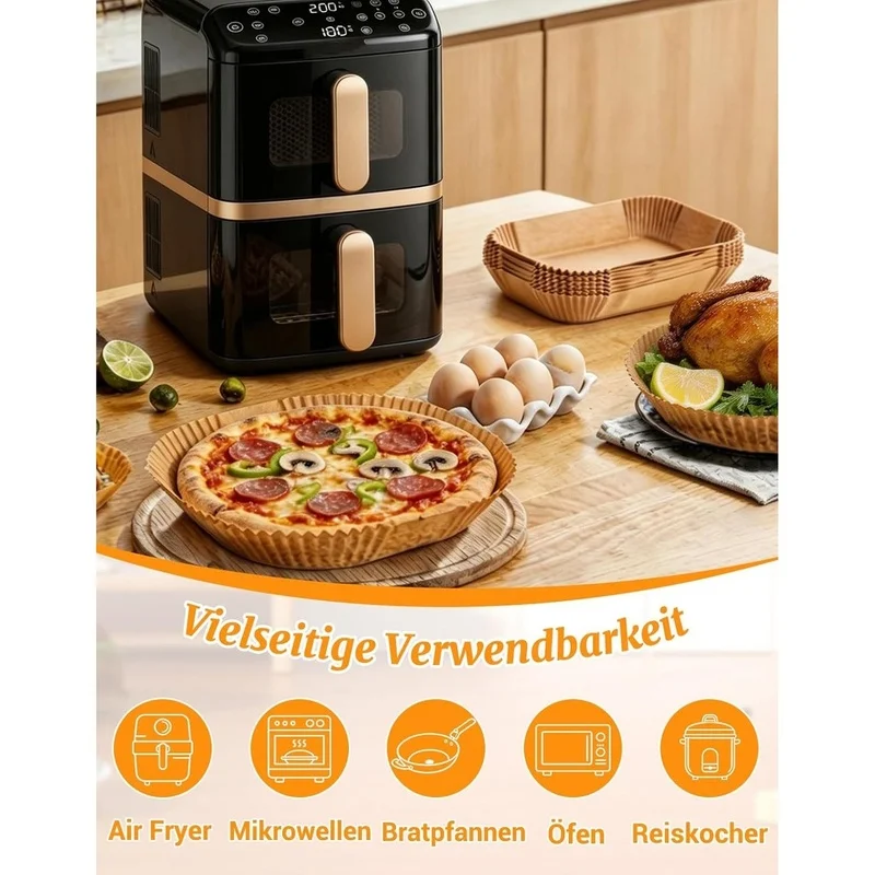 DT39 Air Fryer Baking Paper 100pcs Non-Stick Oil-Proof for Airfryer 4000 Series for Ninja SL400EU Disposable