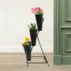 

3 Tier Flower Vase Display Rack with 12 Buckets & Wheels Flower Display Stand