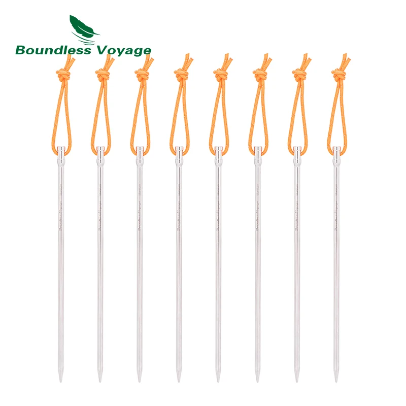 Boundless Voyage Titanium Alloy 20cm Tent Pegs Outdoor Camping Tent Nails Stakes Accessories