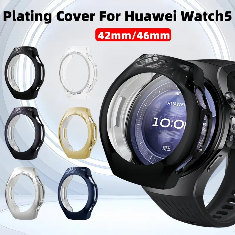 

Glossy Frame Transparent Screen Protector Case For Huawei Watch 5 42mm 46mm Soft TPU All-Around Protective Cover Accessories