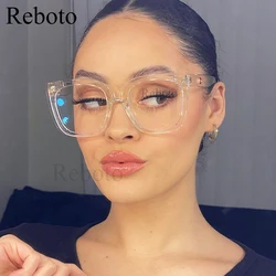 Transparent Square Glasses Frame Women Vintage Oversized Anti Blue Light Computer Eyewear Clear Lens Optical Spectacle Eyeglass