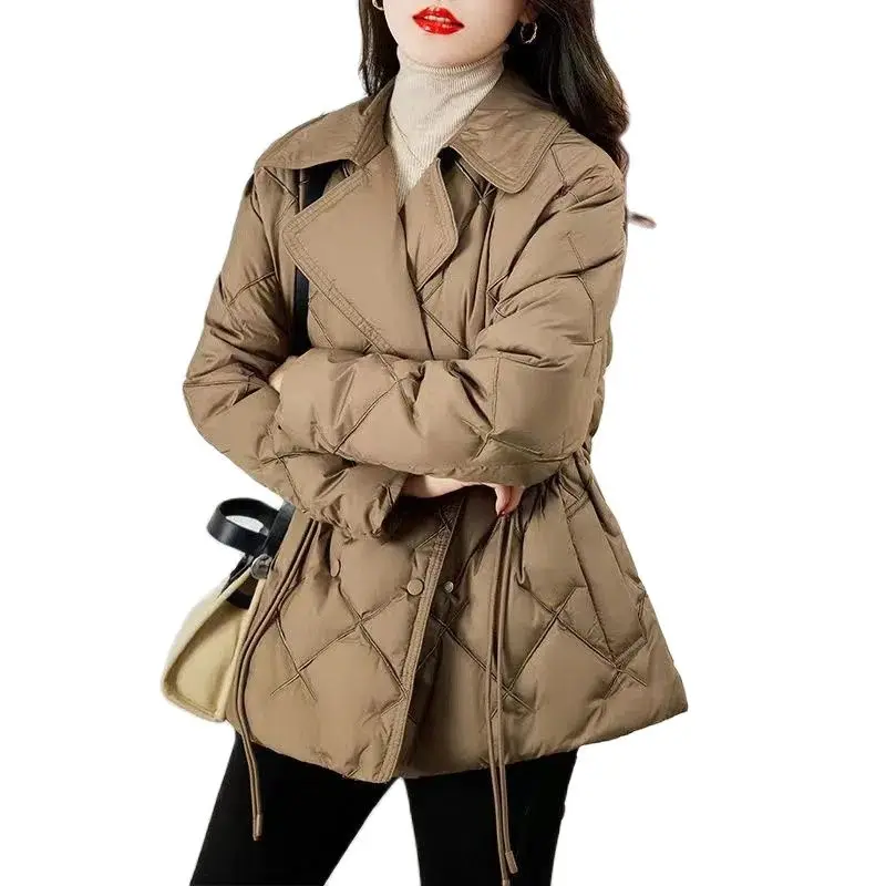 Autumn Winter Lightweight Cotton-padded Jacket Women Blazers Parka Down Short Coat Female Drawstring Slim Warm Outerwear