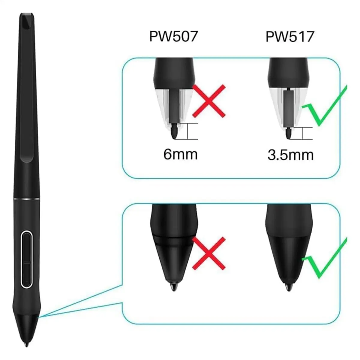 【LEISURE】10 Pack Replacement Nibs PN05A Compatible with Digital Pen Stylus PW517 for Pen Display Kamvas 12