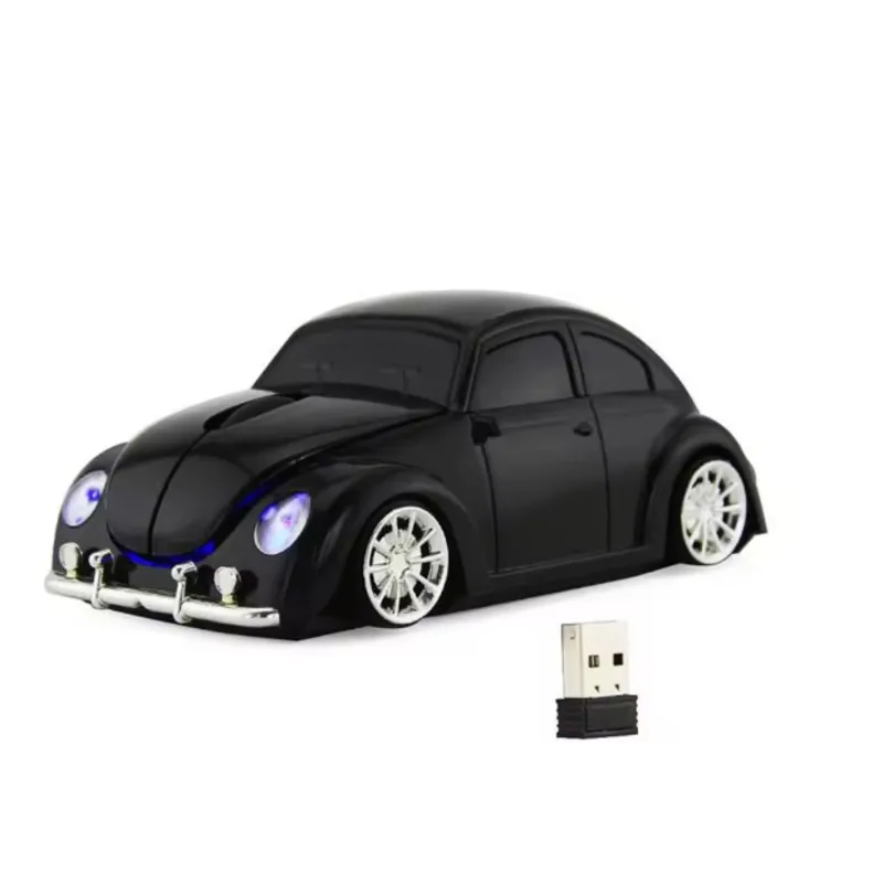 QWE-Vintage Car Wireless Mouse-2.4Ghz Optical Beetle Design, Adjustable DPI, Ergonomic Car Mouse