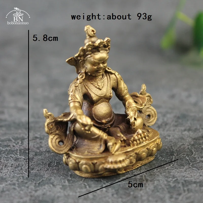 Antique Copper God of Wealth Buddha Small Statue Desktop Ornaments Buddhism Religious Figurines Home Decoration For Living Rooms